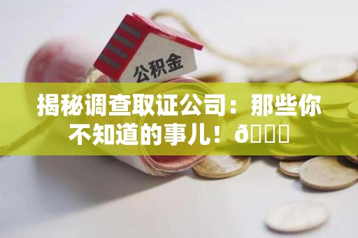 泰宁揭秘调查取证公司：那些你不知道的事儿！😎