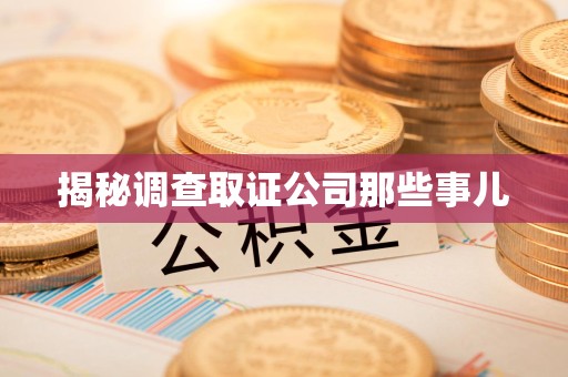 泰宁揭秘调查取证公司那些事儿