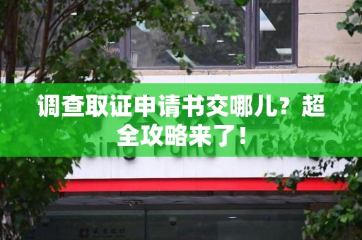 泰宁调查取证申请书交哪儿？超全攻略来了！