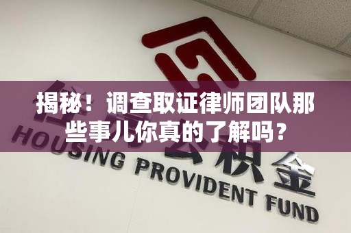泰宁揭秘！调查取证律师团队那些事儿你真的了解吗？