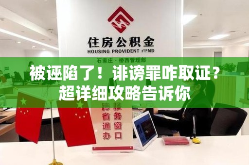泰宁被诬陷了！诽谤罪咋取证？超详细攻略告诉你